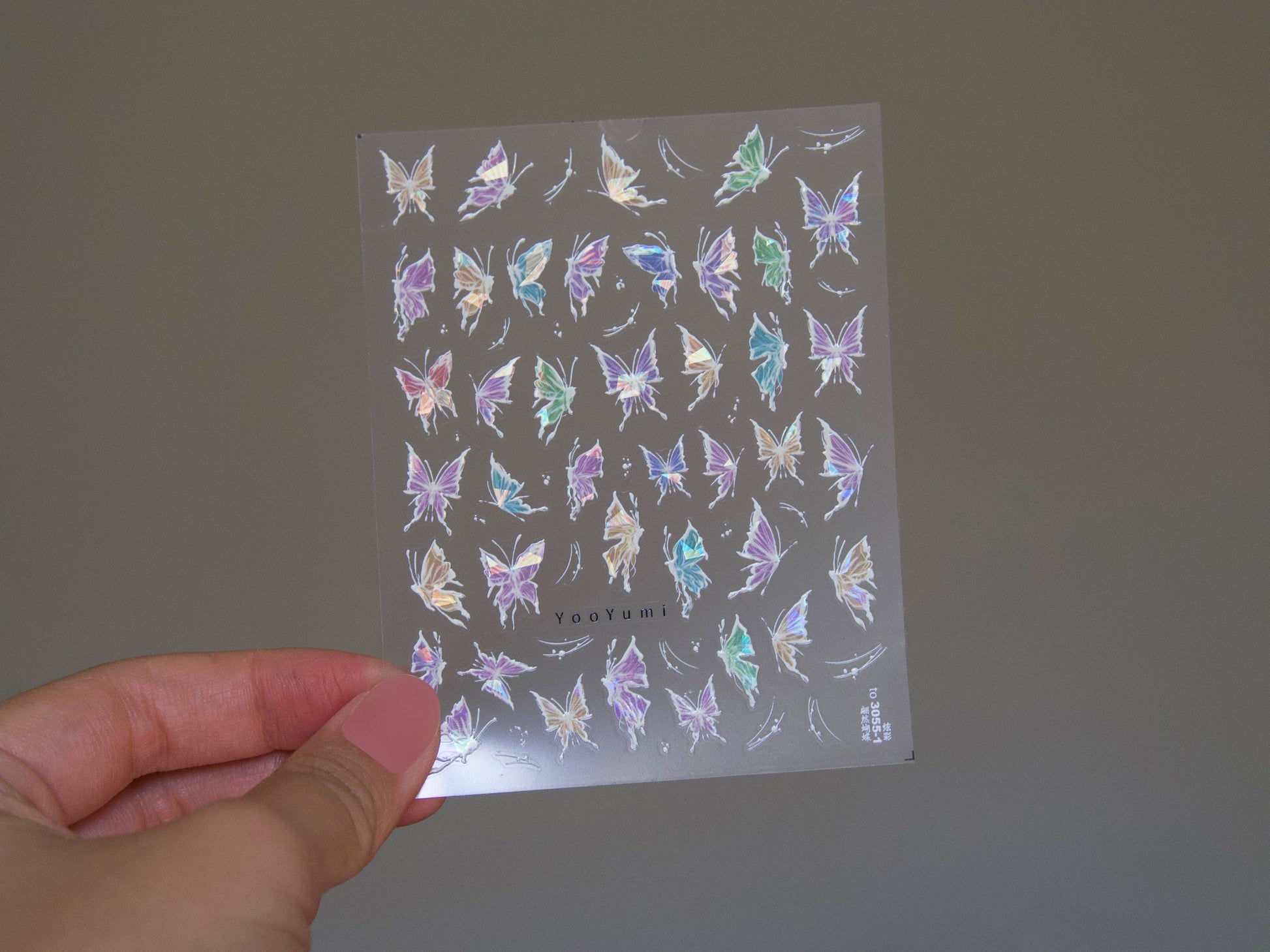 Delicate Colorful Butterfly Nail Sticker/ Colorful Halo Dazzling Imitation hand-painted Butterfly Nail Decals/ Ethereal Elegance Nails