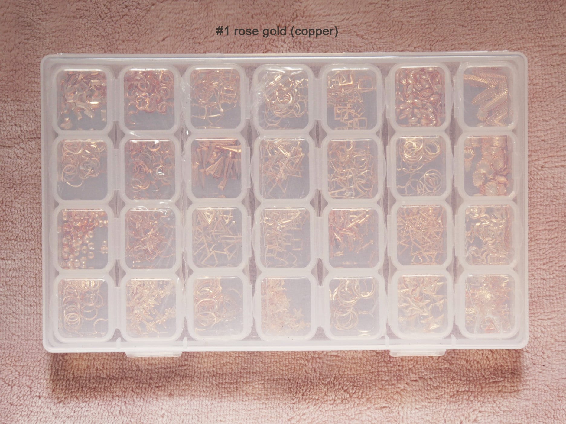 28grids Hollow out Metallic Rivet 3D Nail Studs Metal Decals/ Gold Silver Copper Boho studs/ Gold framed geometry nail deco