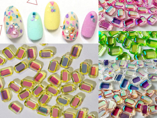 20pcs Aurora Emerald Nail Deco/ Shining Polar Light Iridescence Crystal 3D Rhinestones/ Nail design art Candy sugar cube charm