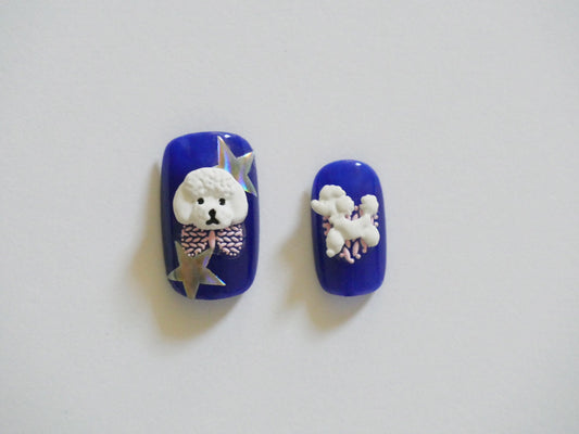 5pcs White Puddle Puppy Nail Studs