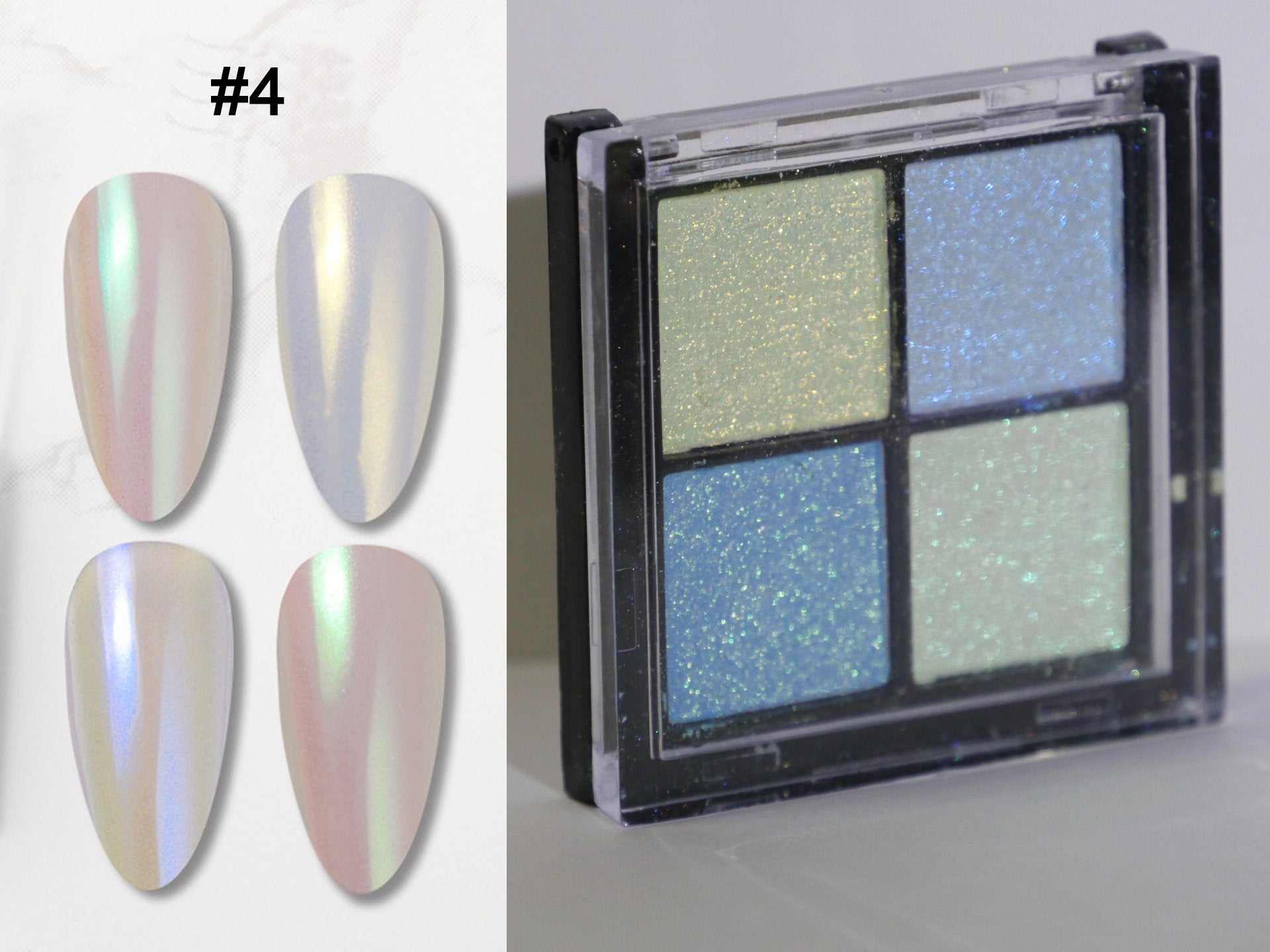 Aurora Pearly Palette Solid Pigment 4 in 1 Polar Lights Chameleon Laser shimmer glitter/Mermaid Glittery Powder Colorant Nail Art Supply