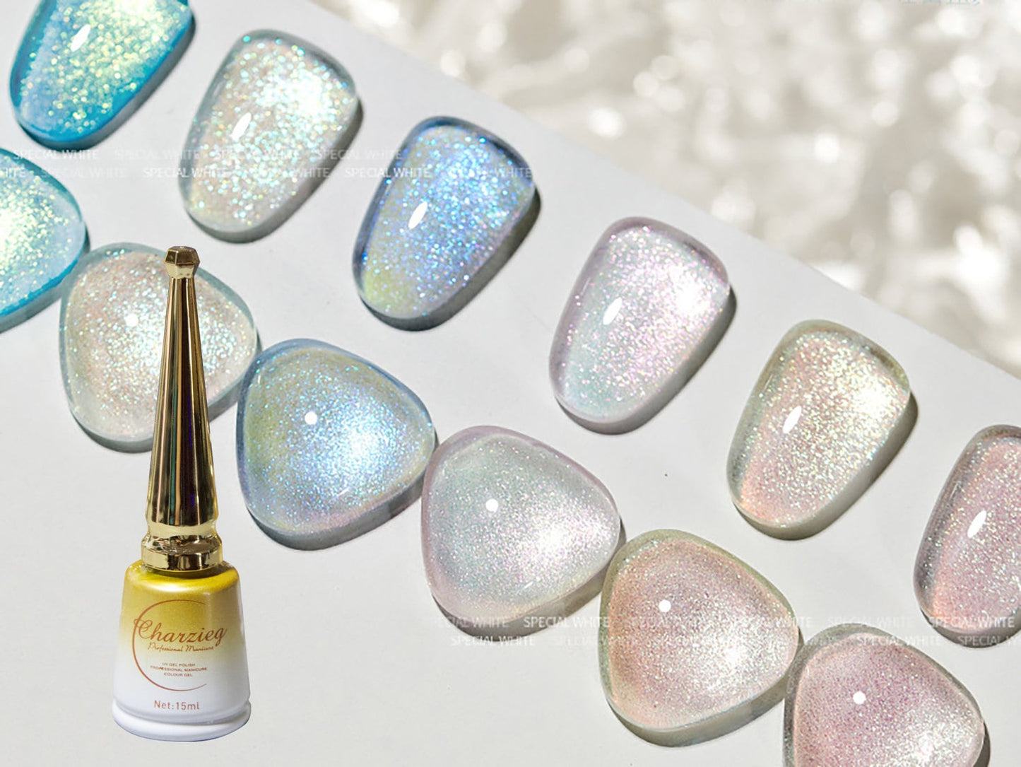 15ml Pearlescent Ultrafine Glitter Aurora Unicorn Nail Gel Polish/ Glistening Nectar Glittery Gels Soak off UV gel Supply 0.5 fl oz