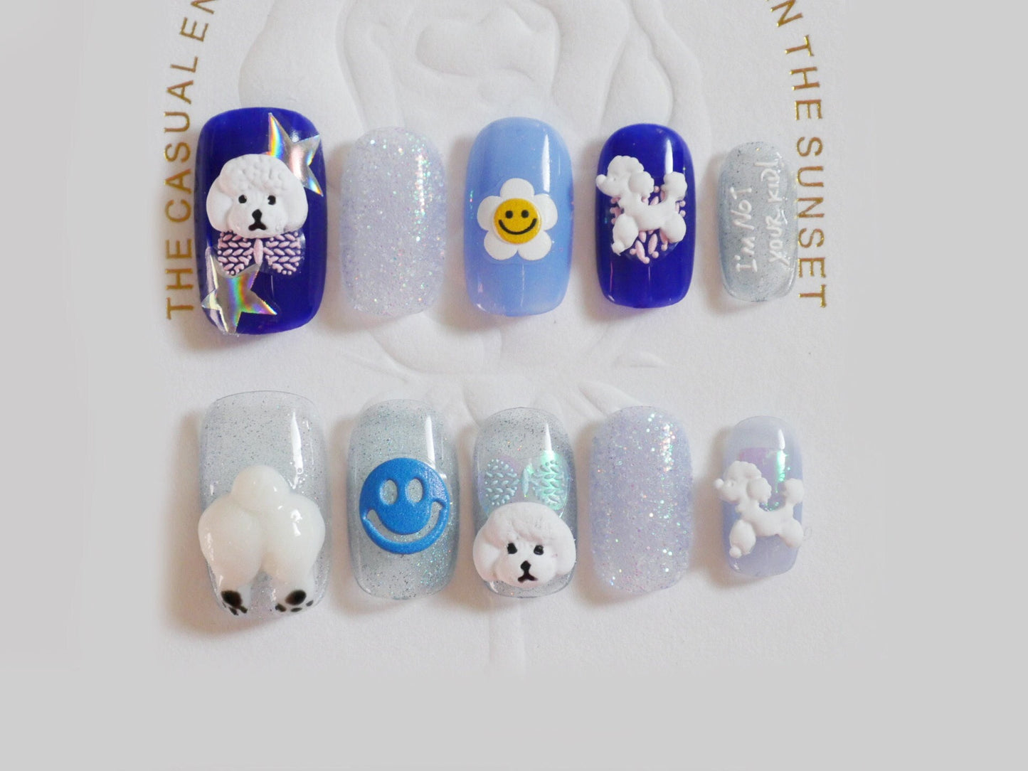 5pcs White Puddle Puppy Nail Studs