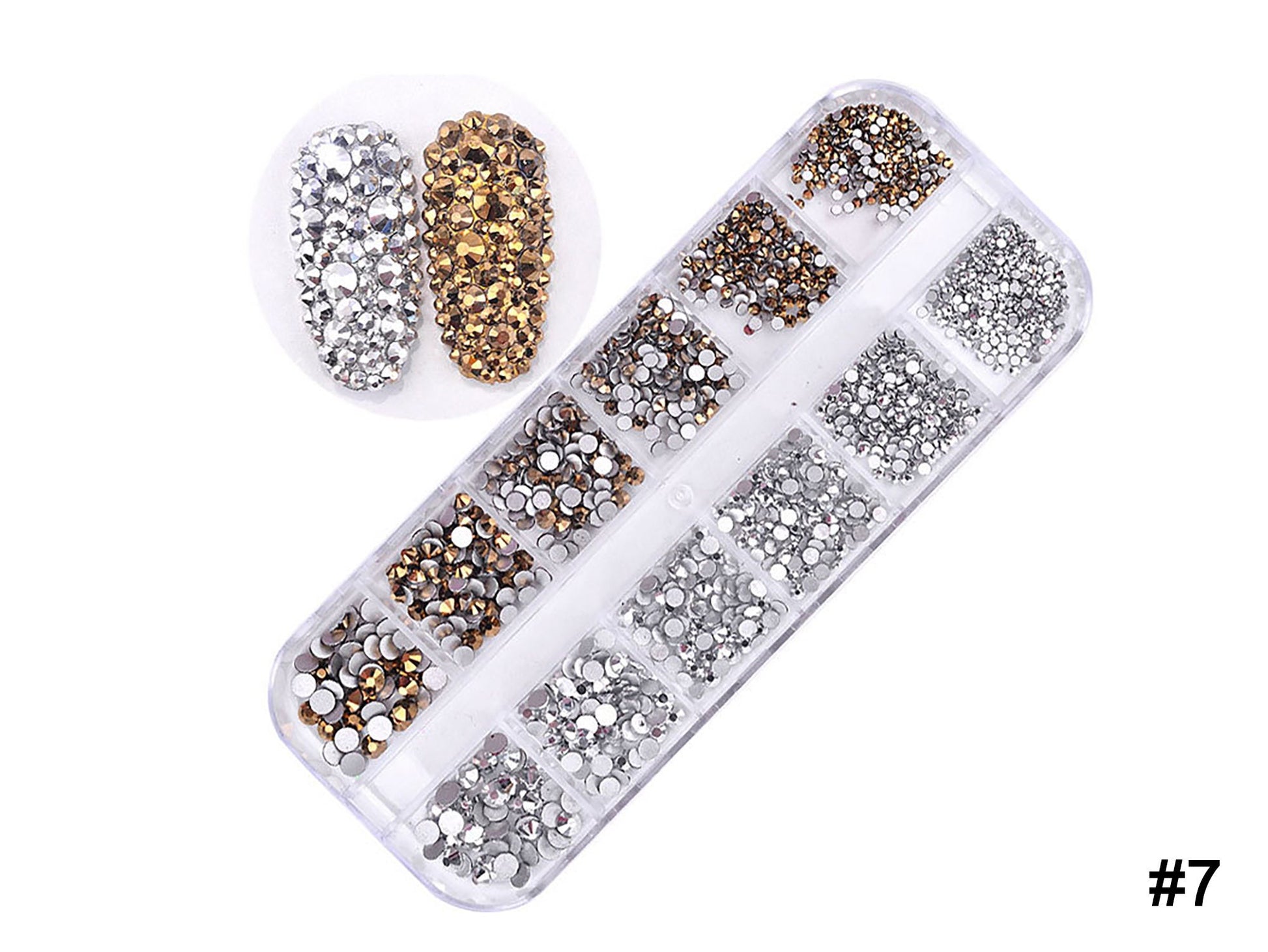 12 grids Rhinestones for Nails Art Decorations / Flat Back Mixed multi colored AB Crystal nail art Decal/ 3D Gemstones Crafts & Manicure