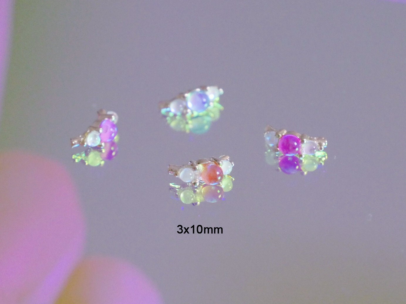 5pcs Mocha Glass Beads Nail Jewelry/ Polar light Pearls Nail art Charm / Luminous Mocha light-catching Bead Nail Studs
