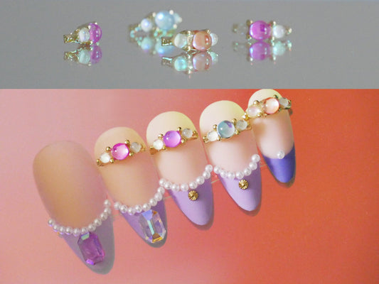 5pcs Mocha Glass Beads Nail Jewelry/ Polar light Pearls Nail art Charm / Luminous Mocha light-catching Bead Nail Studs