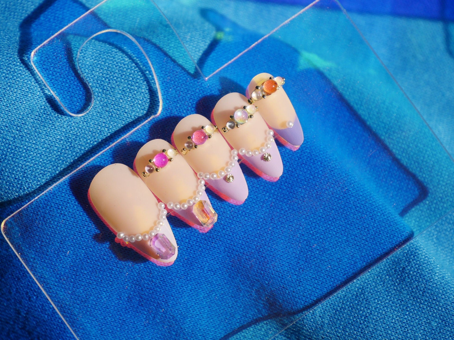 5pcs Mocha Glass Beads Nail Jewelry/ Polar light Pearls Nail art Charm / Luminous Mocha light-catching Bead Nail Studs
