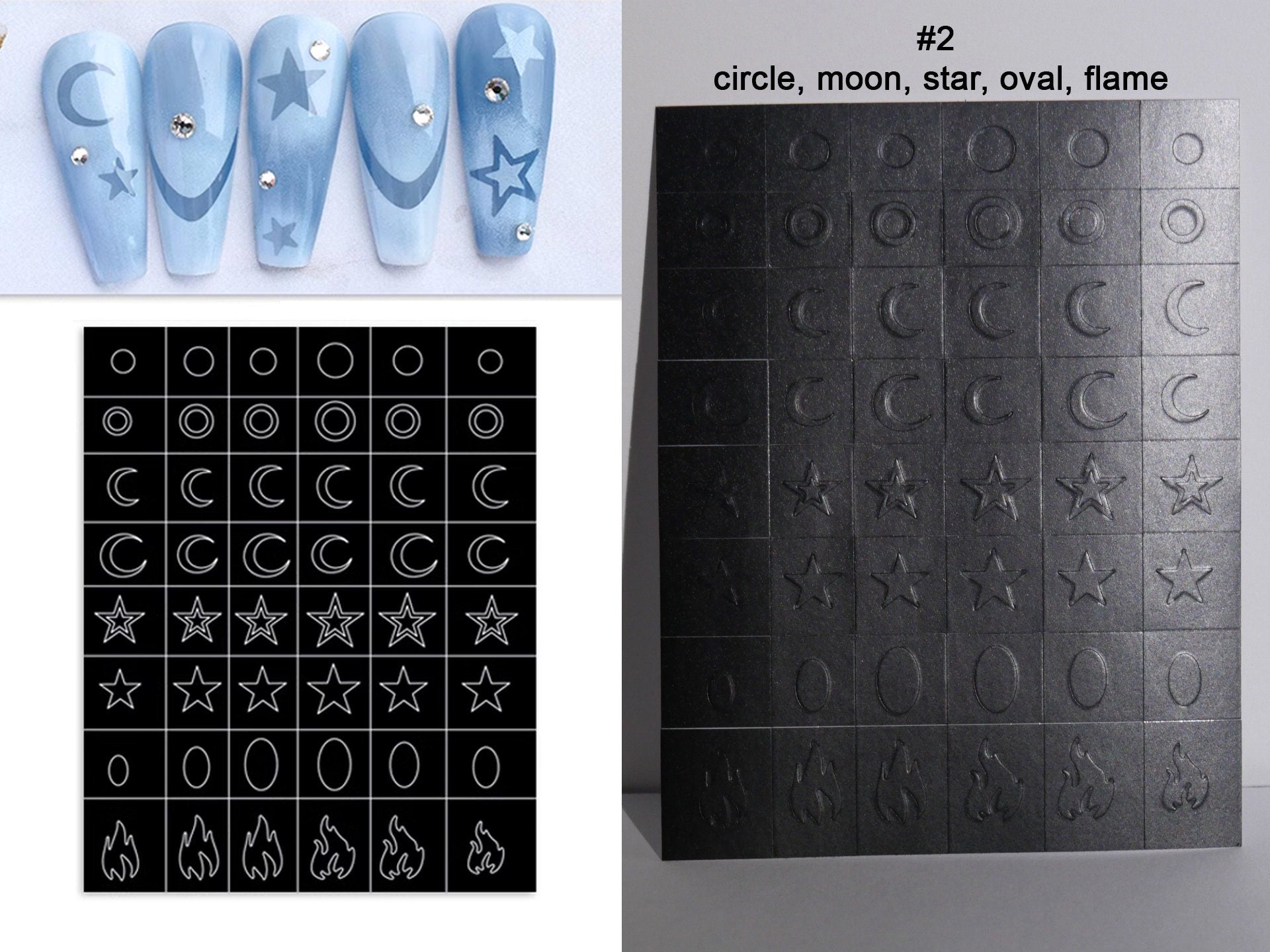 Gradient Hollowed Nail Template Sticker/ Air Brush Free Butterfly Star Cloud Cross Hollow Nail Art Stickers Decals Color Filling Guide