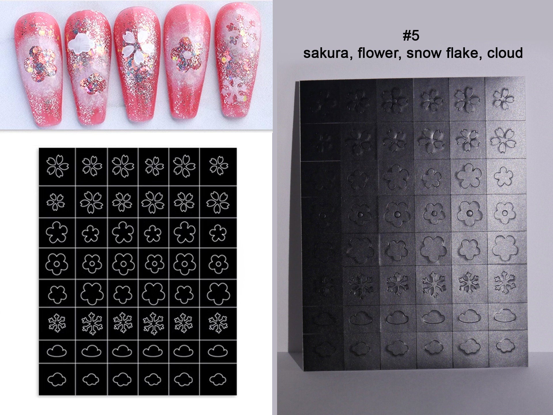 Gradient Hollowed Nail Template Sticker/ Air Brush Free Butterfly Star Cloud Cross Hollow Nail Art Stickers Decals Color Filling Guide