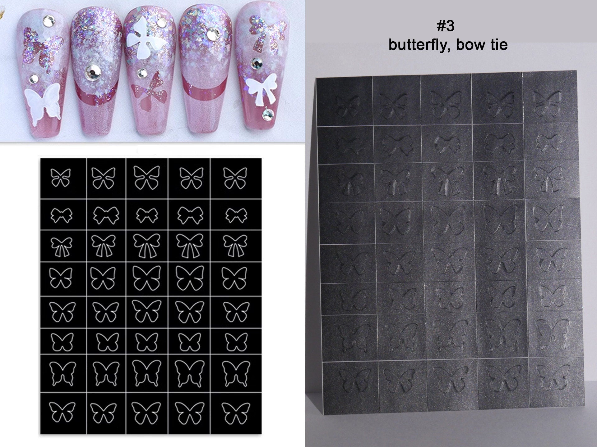 Gradient Hollowed Nail Template Sticker/ Air Brush Free Butterfly Star Cloud Cross Hollow Nail Art Stickers Decals Color Filling Guide