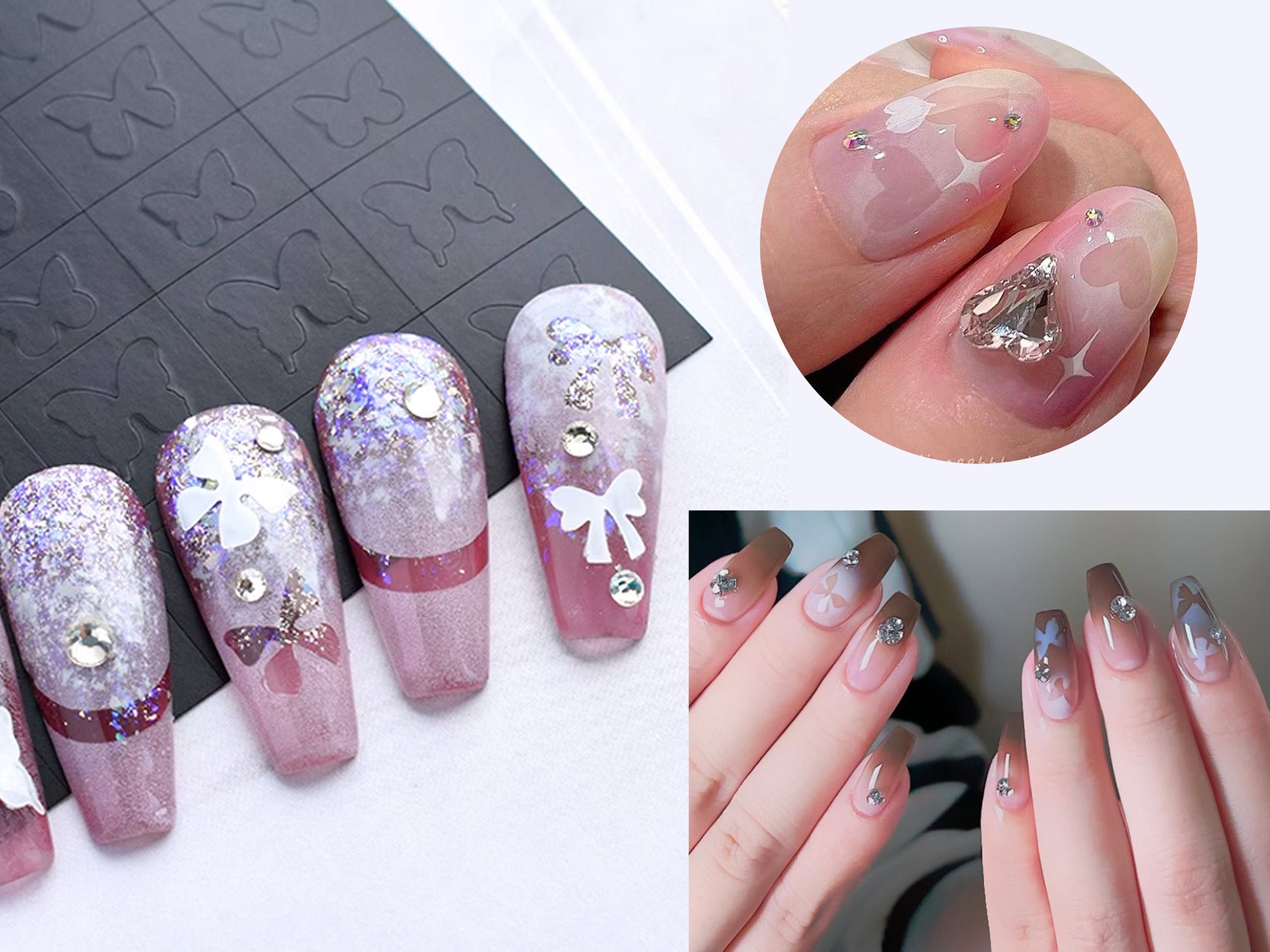 Gradient Hollowed Nail Template Sticker/ Air Brush Free Butterfly Star Cloud Cross Hollow Nail Art Stickers Decals Color Filling Guide