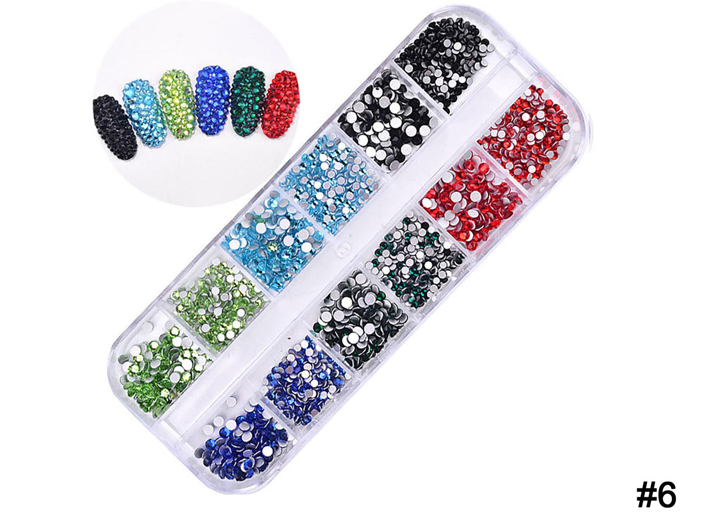 12 grids Rhinestones for Nails Art Decorations / Flat Back Mixed multi colored AB Crystal nail art Decal/ 3D Gemstones Crafts & Manicure