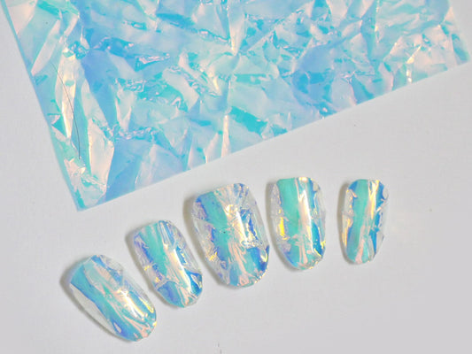 1pc Glass Wrinkled Polar Light Paper Nail Art Decal/ Crumple Candy paper Aurora Chameleon Ice Paper Nail Supply Nail polish UV gel