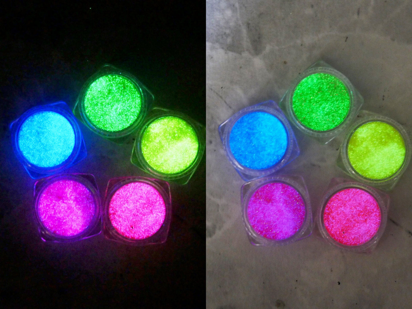 Neon Glow in Dark Sparkle Glitter/ Noctilucent Nail Powder Fluorescent Luminescent Nail Art Pigment/ Glowing Nail Art Glitters Powder