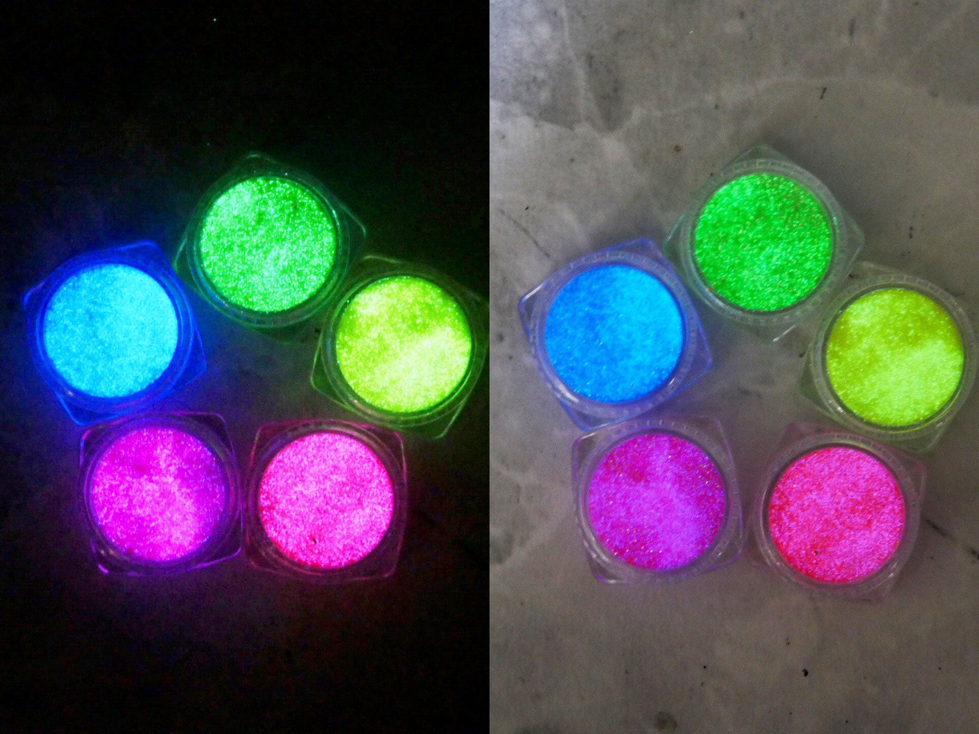 Neon Glow in Dark Sparkle Glitter/ Noctilucent Nail Powder Fluorescent Luminescent Nail Art Pigment/ Glowing Nail Art Glitters Powder