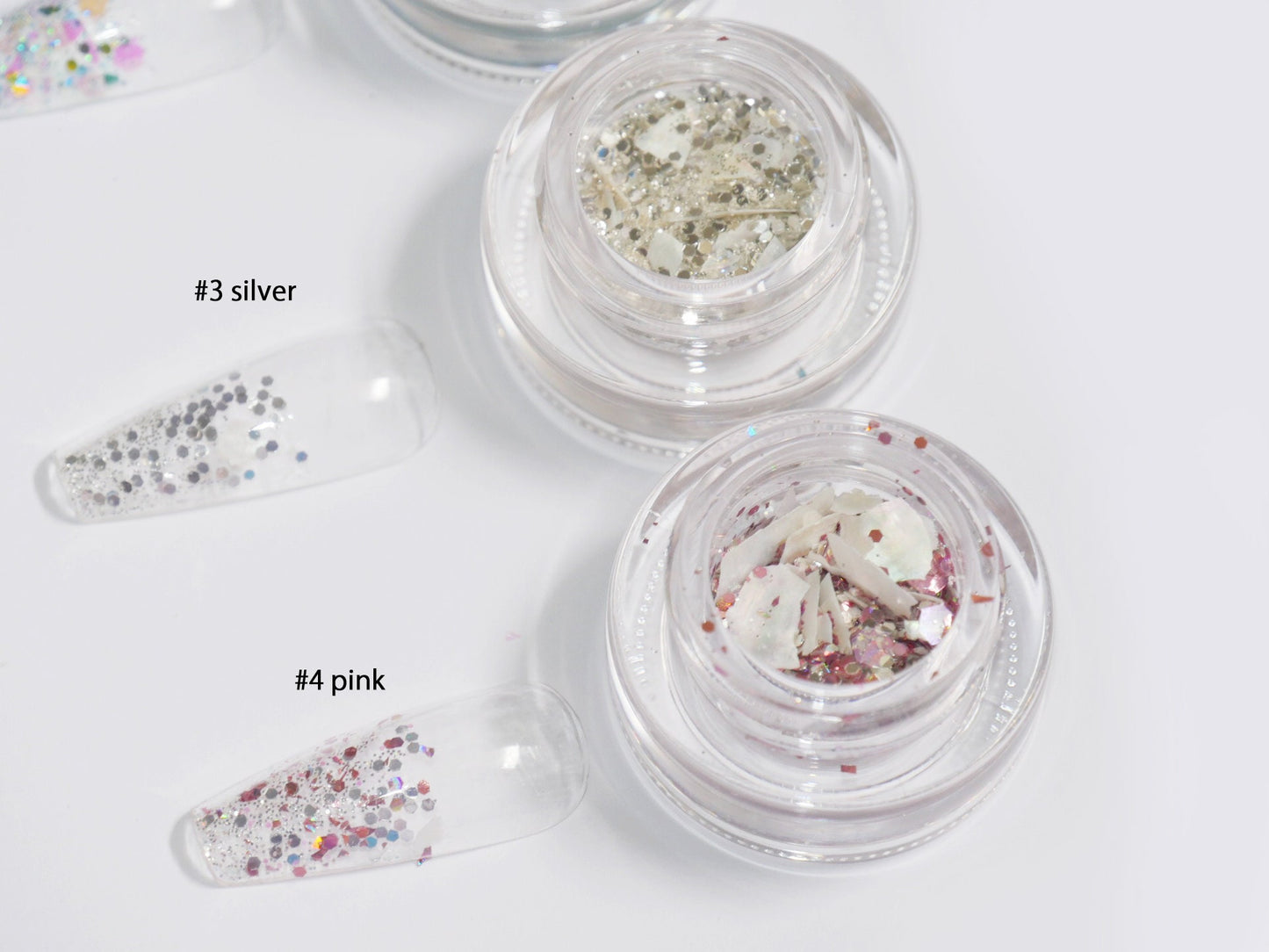 Mixed Glitters with Shell Chips/ Pinctada albina Nail Flakes 3D DIY Sequins/Mixing Starry Sparkling Nail Supply