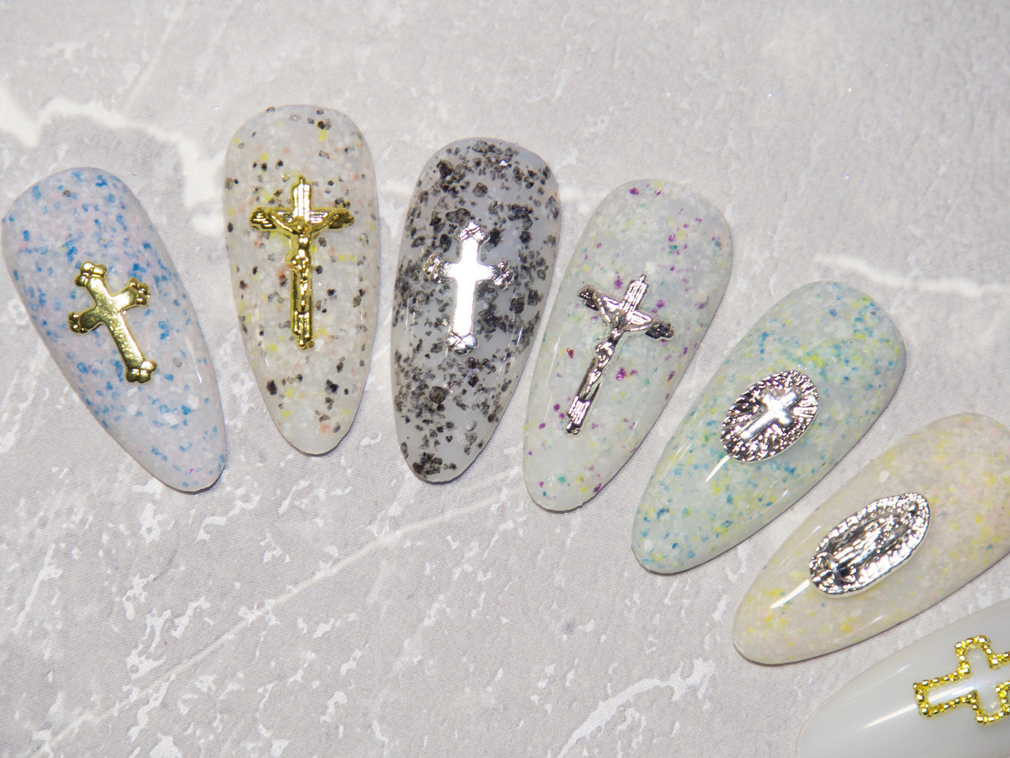 5pcs Cross Crucifix Nail Decal