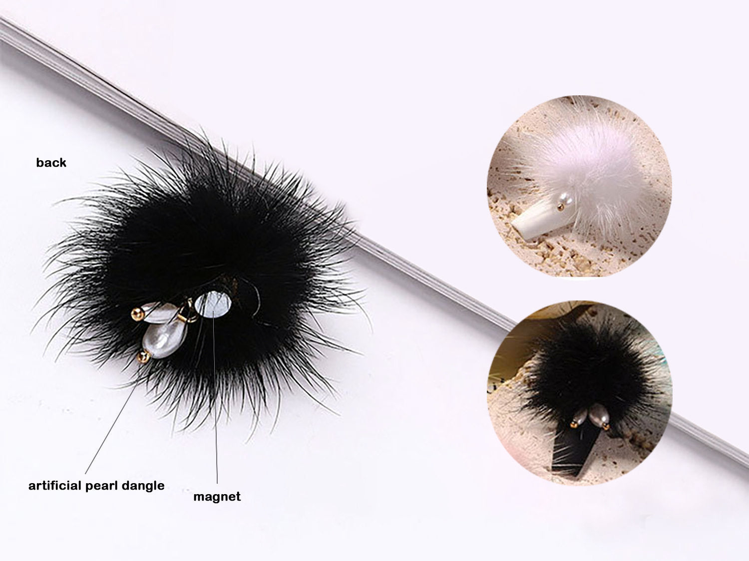 Nail Pom Pom Magnet Decal/Puff Balls with Pearl Charms For Nails/ Pompom Detachable Nail Charm Supply