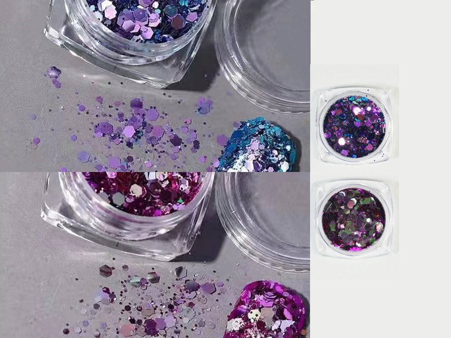 Laser Sequins for Amazing Nail Art Chameleon Hexagon Mixed Glitter