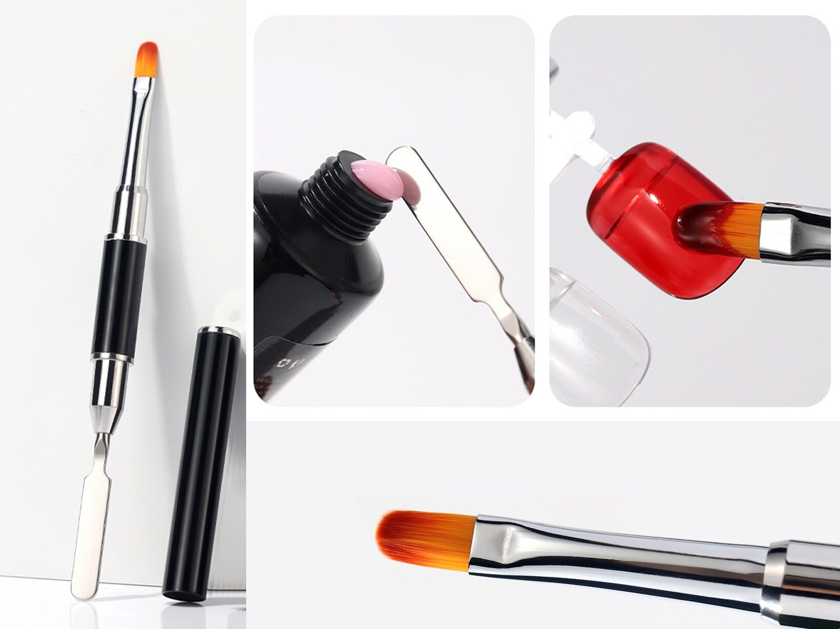PolyGel Brush & Picker/ Double Head Nail Brush Nail Art with Gel Brushes, Painting Brushes, 3D Brush, UV Gel Extension Brush