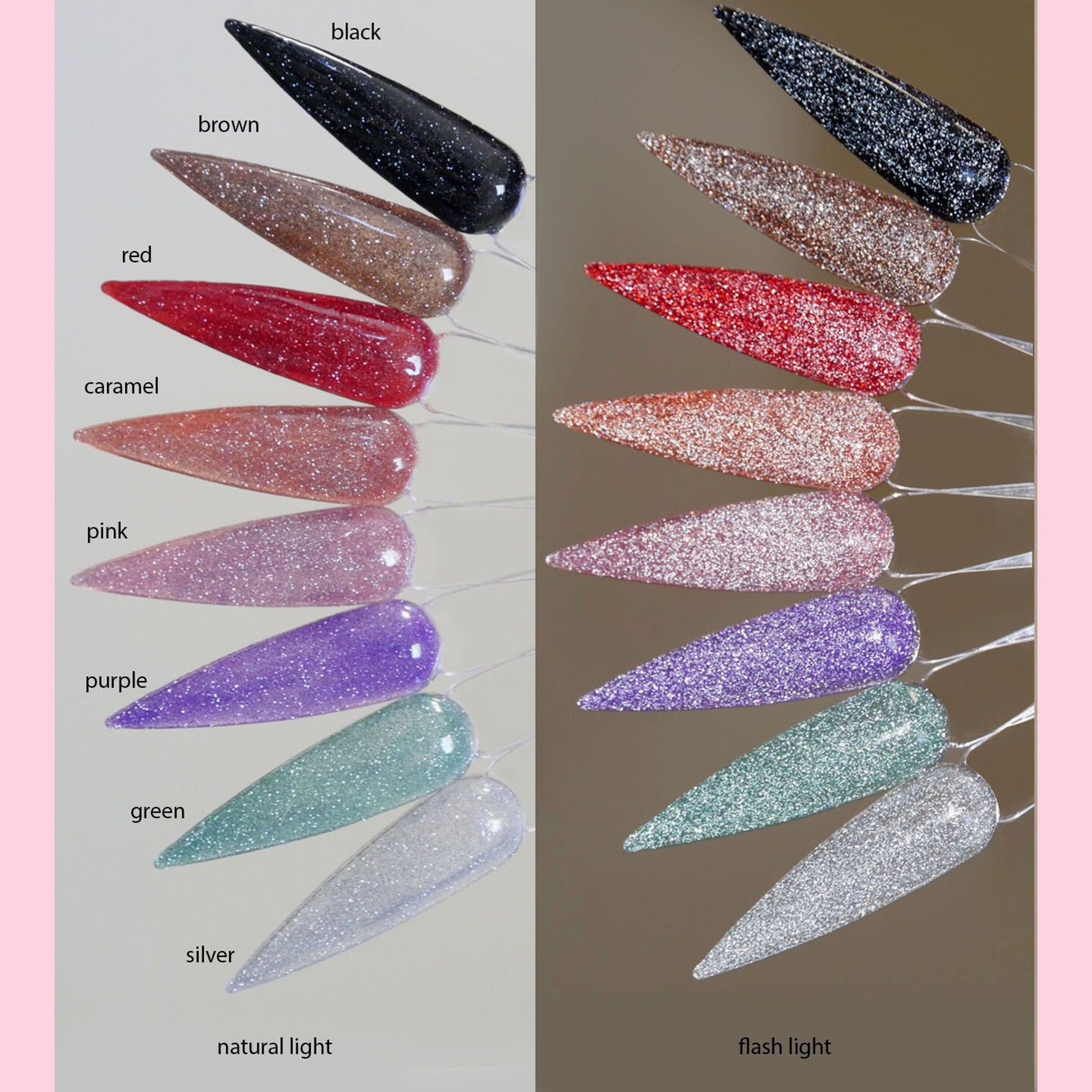 Reflective Glitter Sparkling Nails Customized Press on Nail