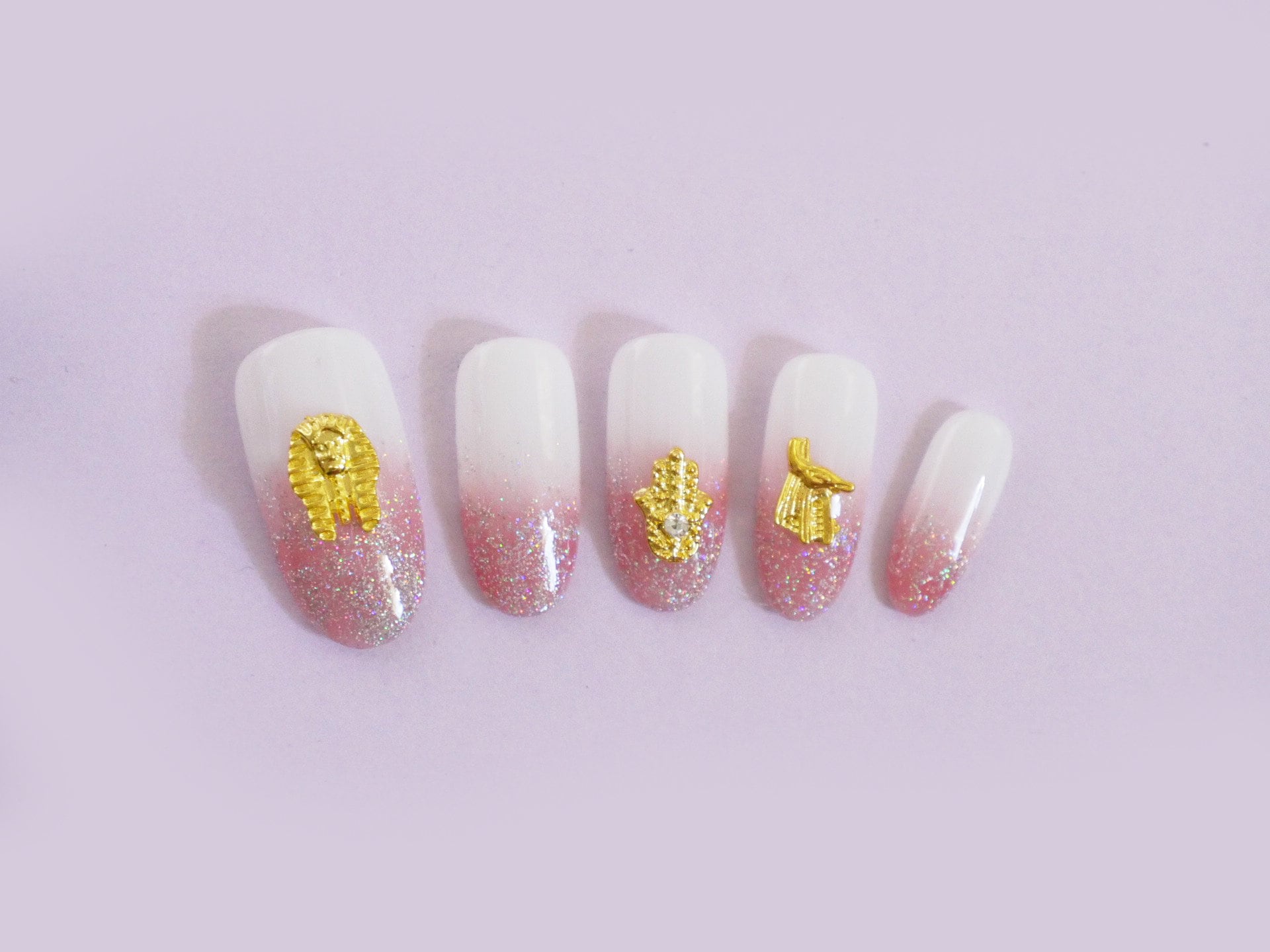 3pcs Gold Egypt Pharaoh Nail Decal/ Mystical Egyptian Anubis Hamsa Charms Nail Supply