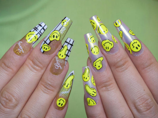 Melted Smile Happy Face Nail sticker