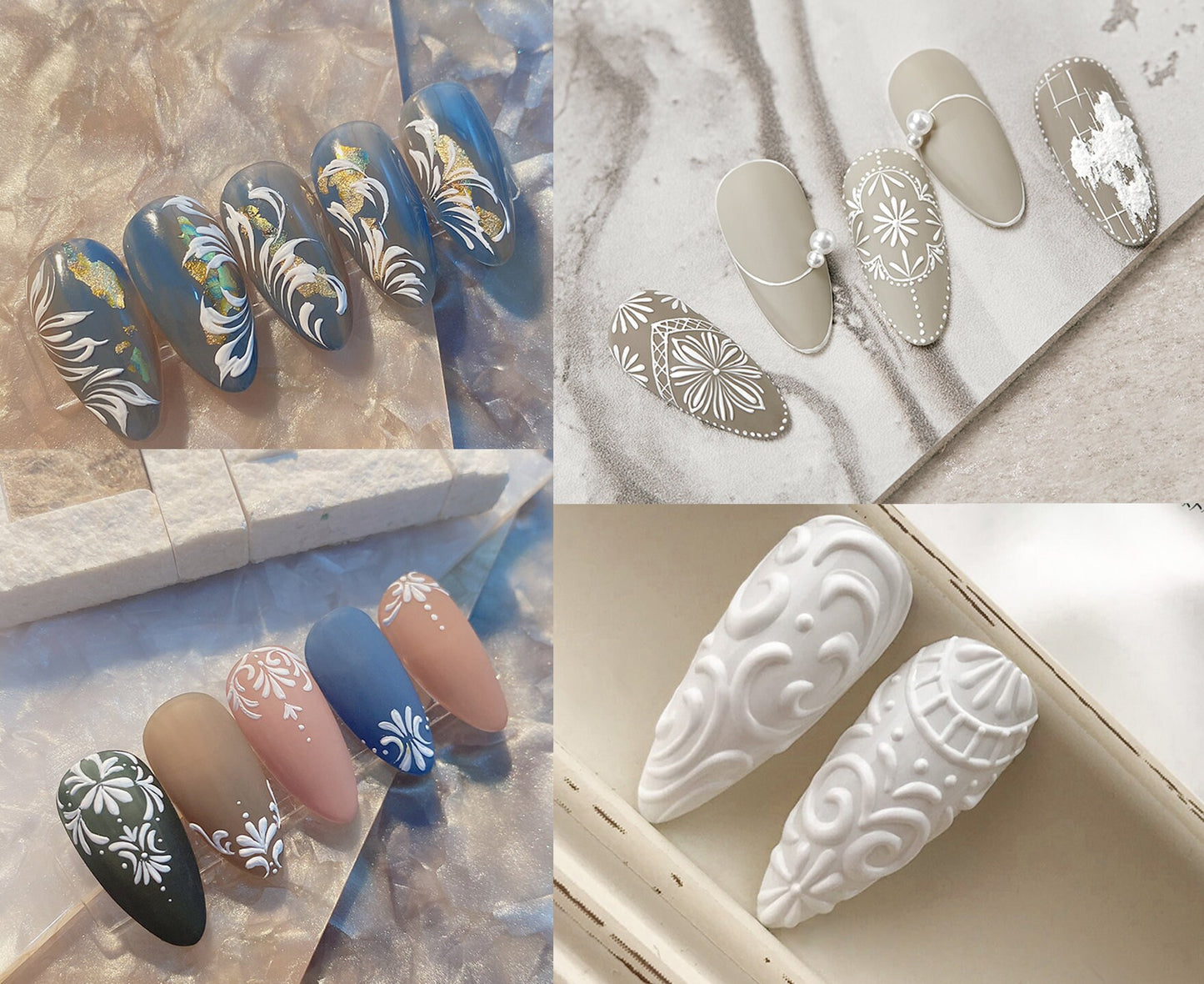 5g 3D Embossed UV Gel White & Black Graving UV/Led Gel in Container Embossing Nail Art Hand Painting Baroque Rococo Carve Patterns Supply