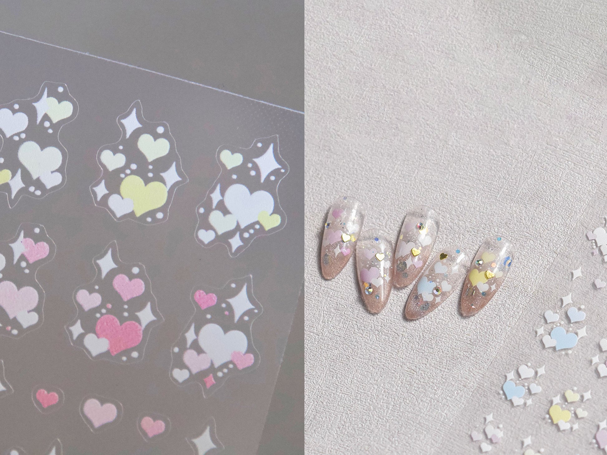 Twinkle Star Hearts Gradient Nail sticker/ Ultra thin Hearts Nail Art Stickers Decals/ Dazzle Stars Pinky Cute Valentine Manicure