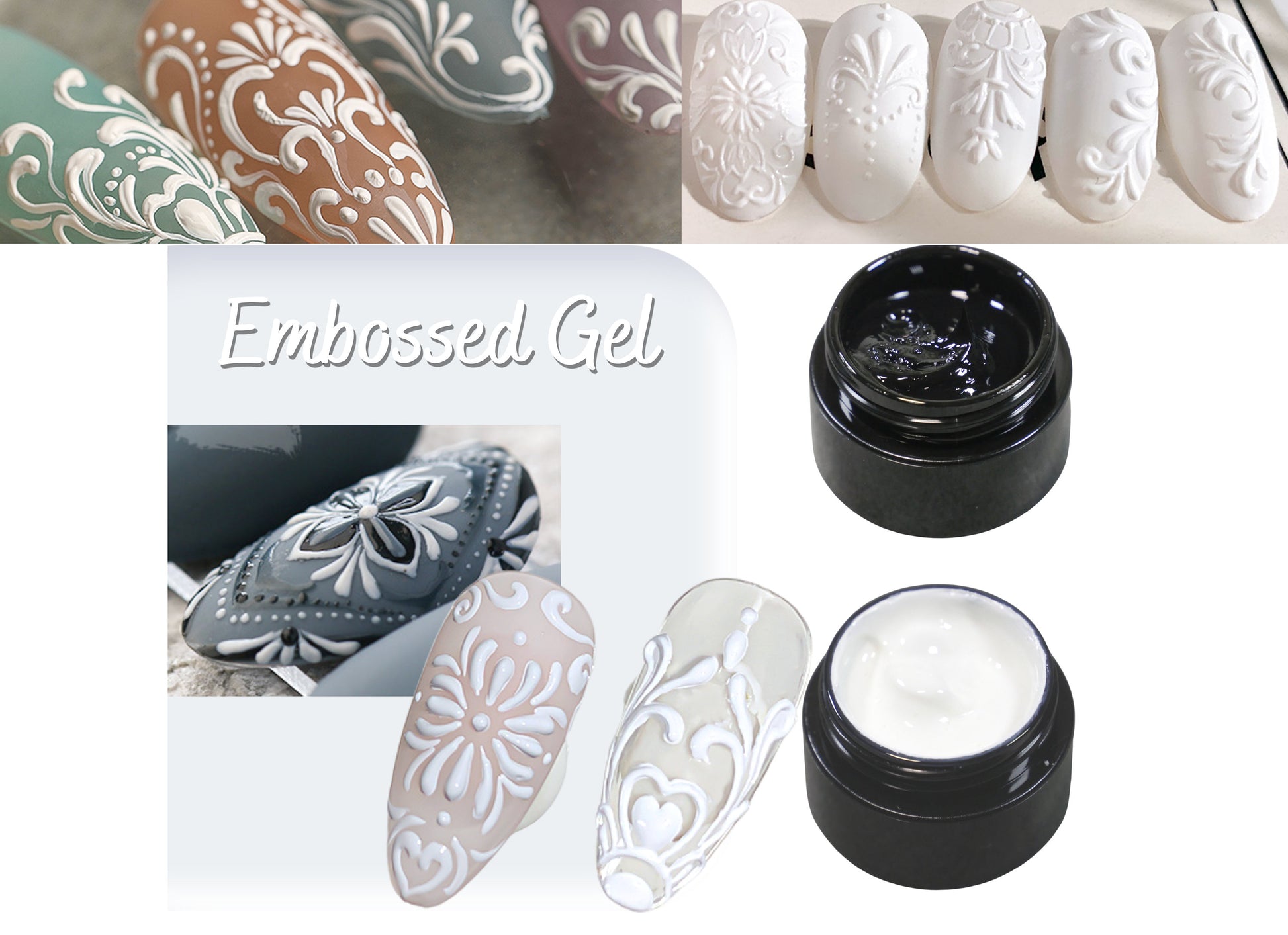 5g 3D Embossed UV Gel White & Black Graving UV/Led Gel in Container Embossing Nail Art Hand Painting Baroque Rococo Carve Patterns Supply
