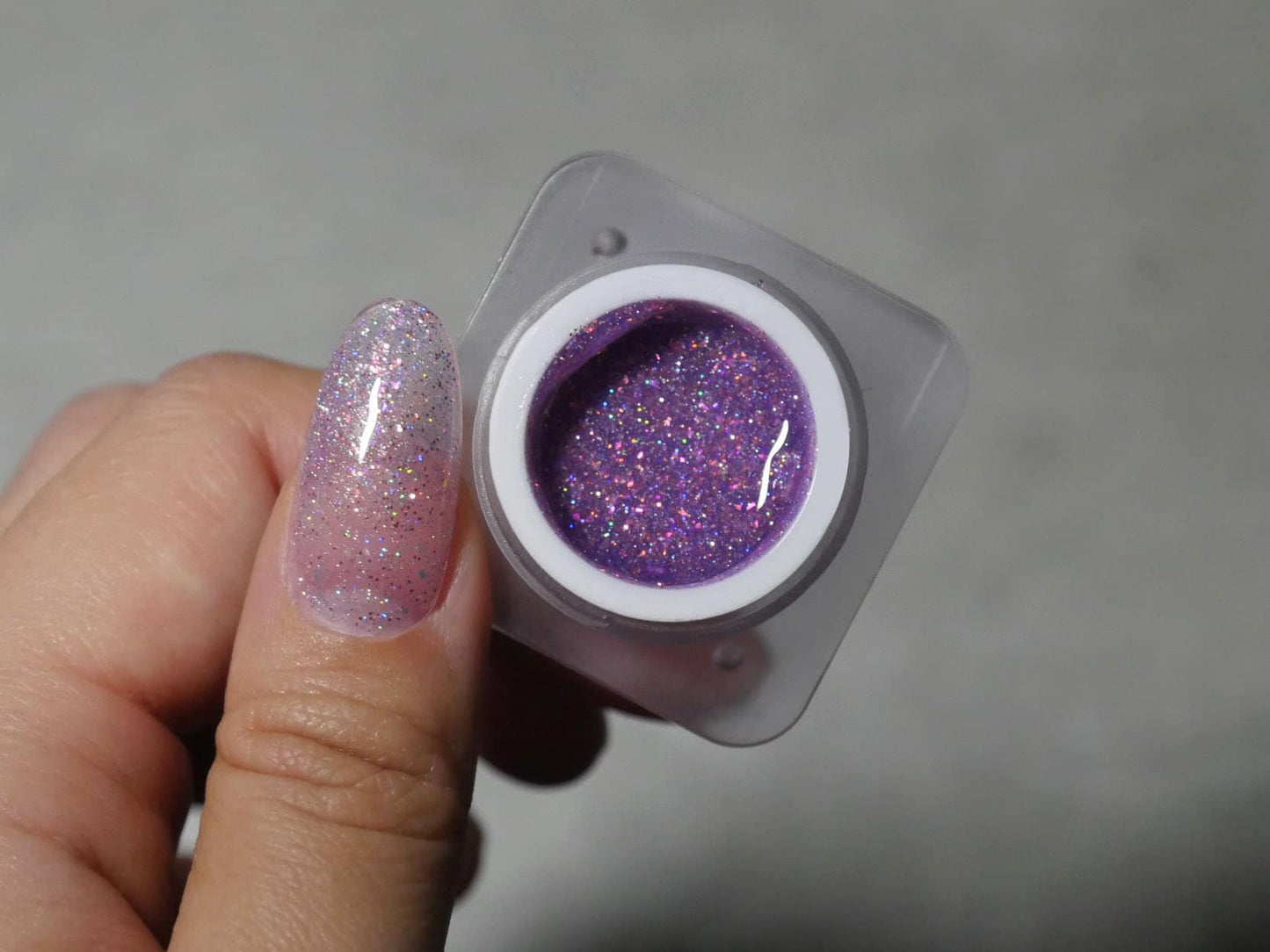 5g Pink Purple Glitter Nail UV Gel/ High Density Sparkle Shimmer Glittery Gel Polish/ Soak off Halo Reflective Manicure Pedicure Supply