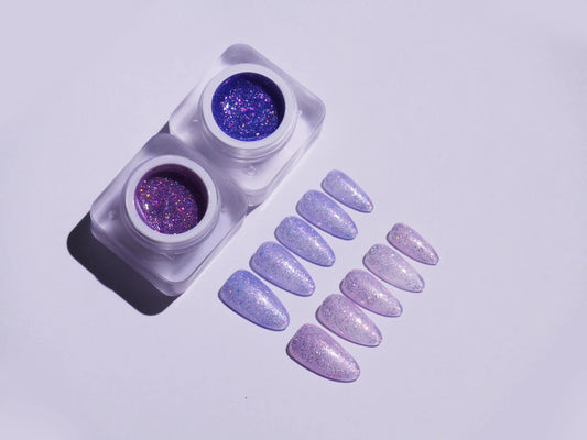 5g Pink Purple Glitter Nail UV Gel/ High Density Sparkle Shimmer Glittery Gel Polish/ Soak off Halo Reflective Manicure Pedicure Supply
