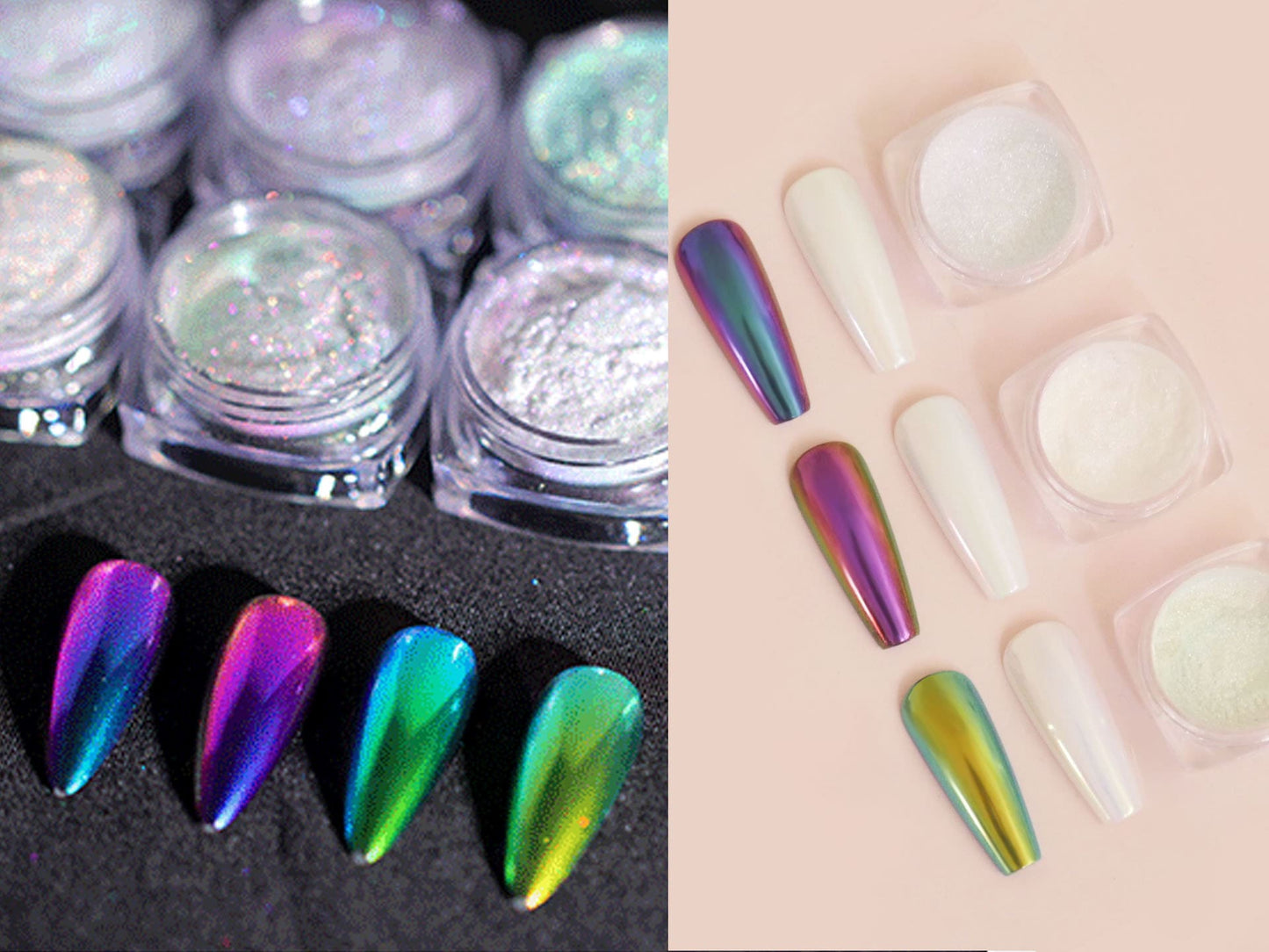 Chameleon Laser Shimmer Chrome Powder/ Ultra Fine Color Shift Pigment Glitter for Nails/ Shiny Glossy Mirrored Effect Nails Supply