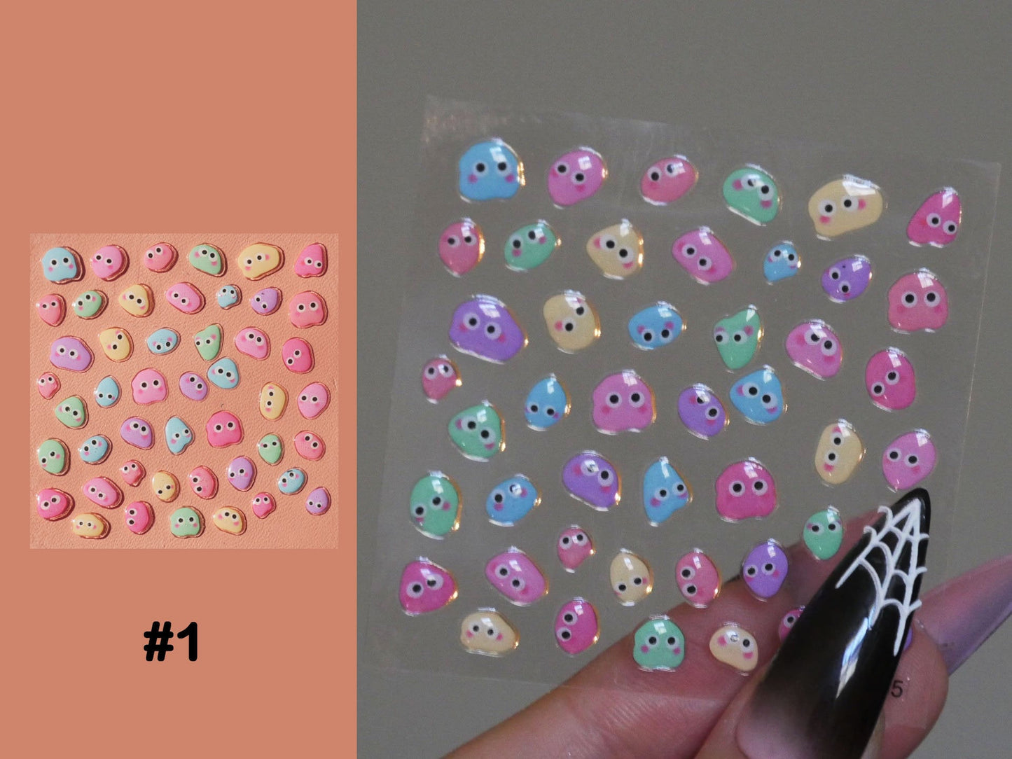 Cute Jelly Beans Candy Nails Sticker