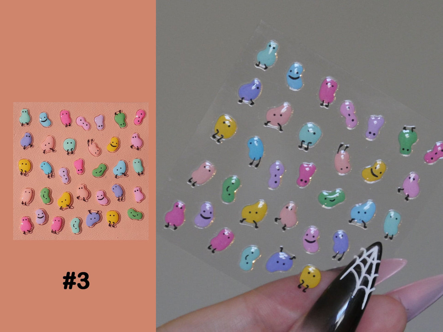 Cute Jelly Beans Candy Nails Sticker