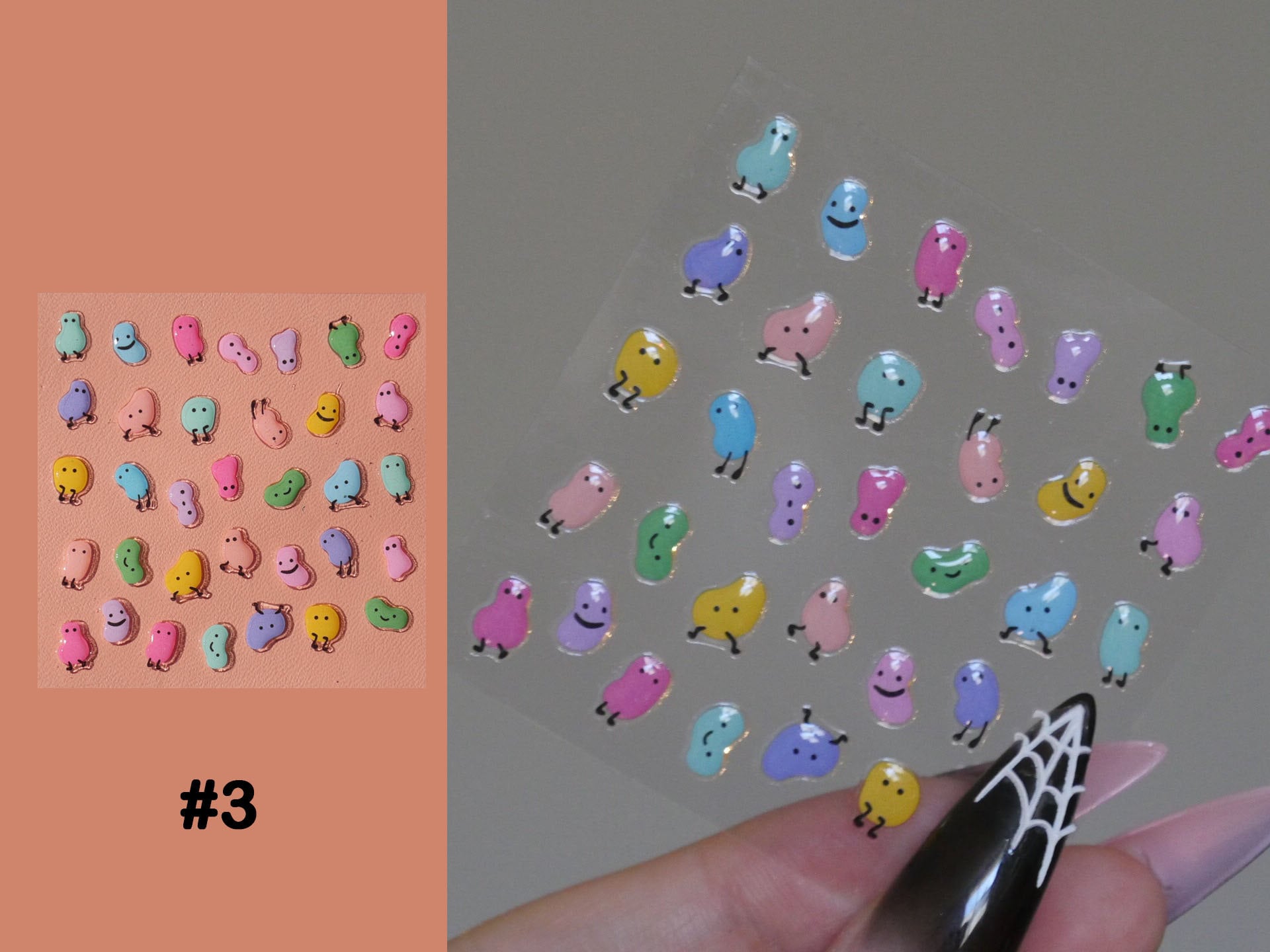 Cute Jelly Beans Candy Nails Sticker