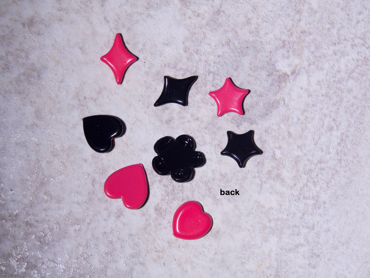 2pcs BlackPink Metallic y2k Star Heart Nail Decals/ Punk Large size Four pointed Stars with Rhinestones Nail Charms Kawaii Manicure