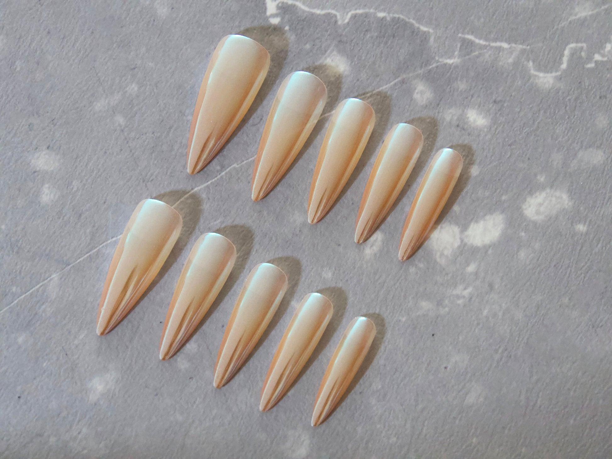 Blue Moon Light Chrome Nails Brown Ombre Gradient Customized Press on Nail
