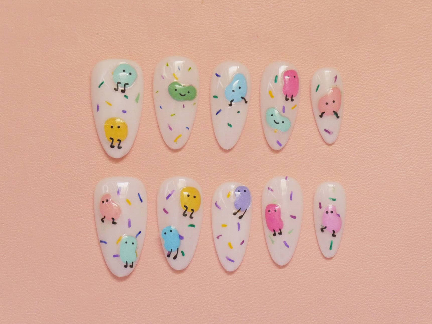 Cute Jelly Beans Candy Nails Sticker