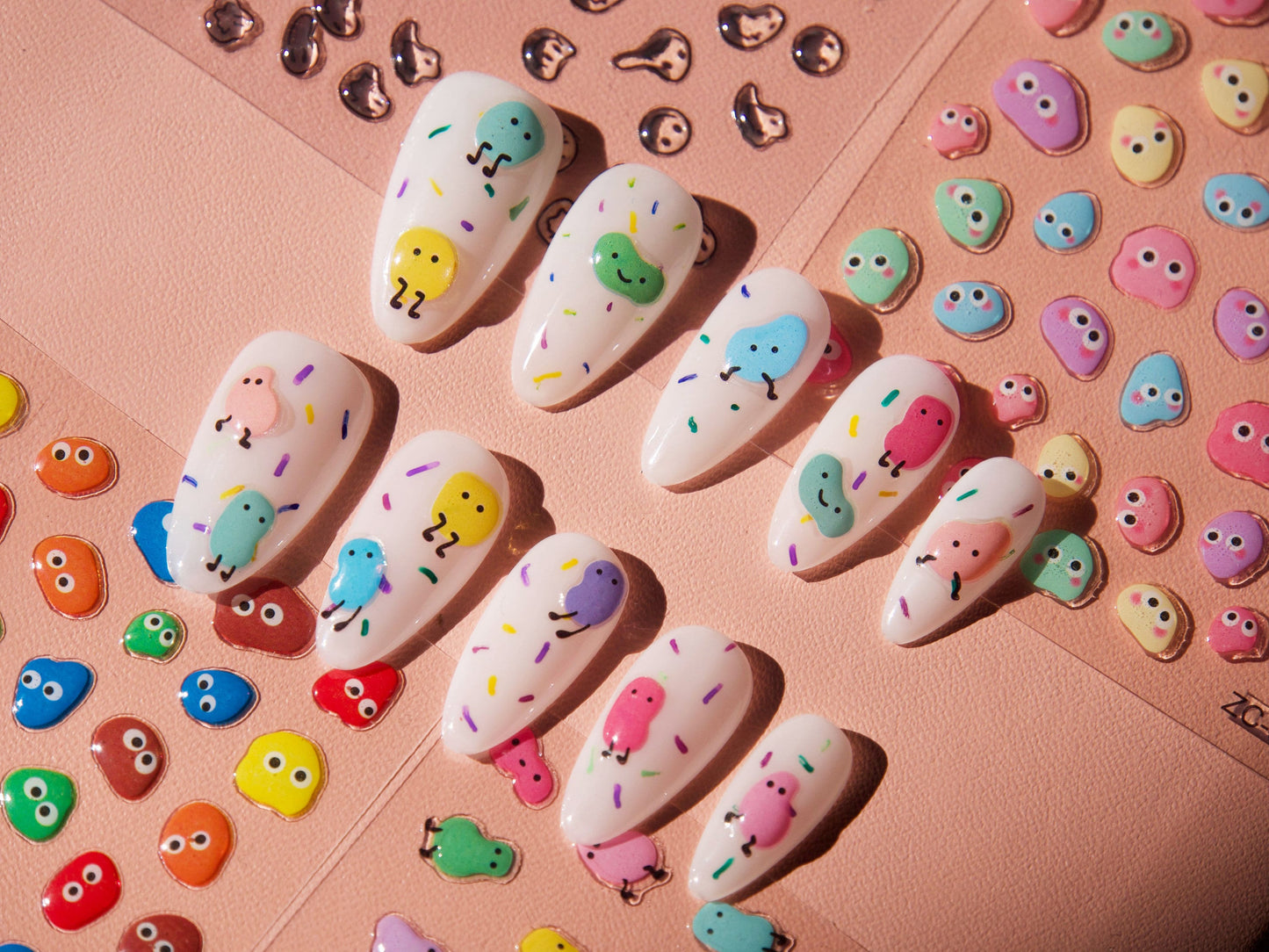 Cute Jelly Beans Candy Nails Sticker