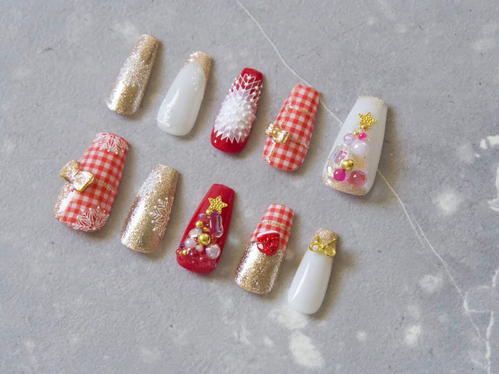 3D Embossed Christmas White Nail Stickers