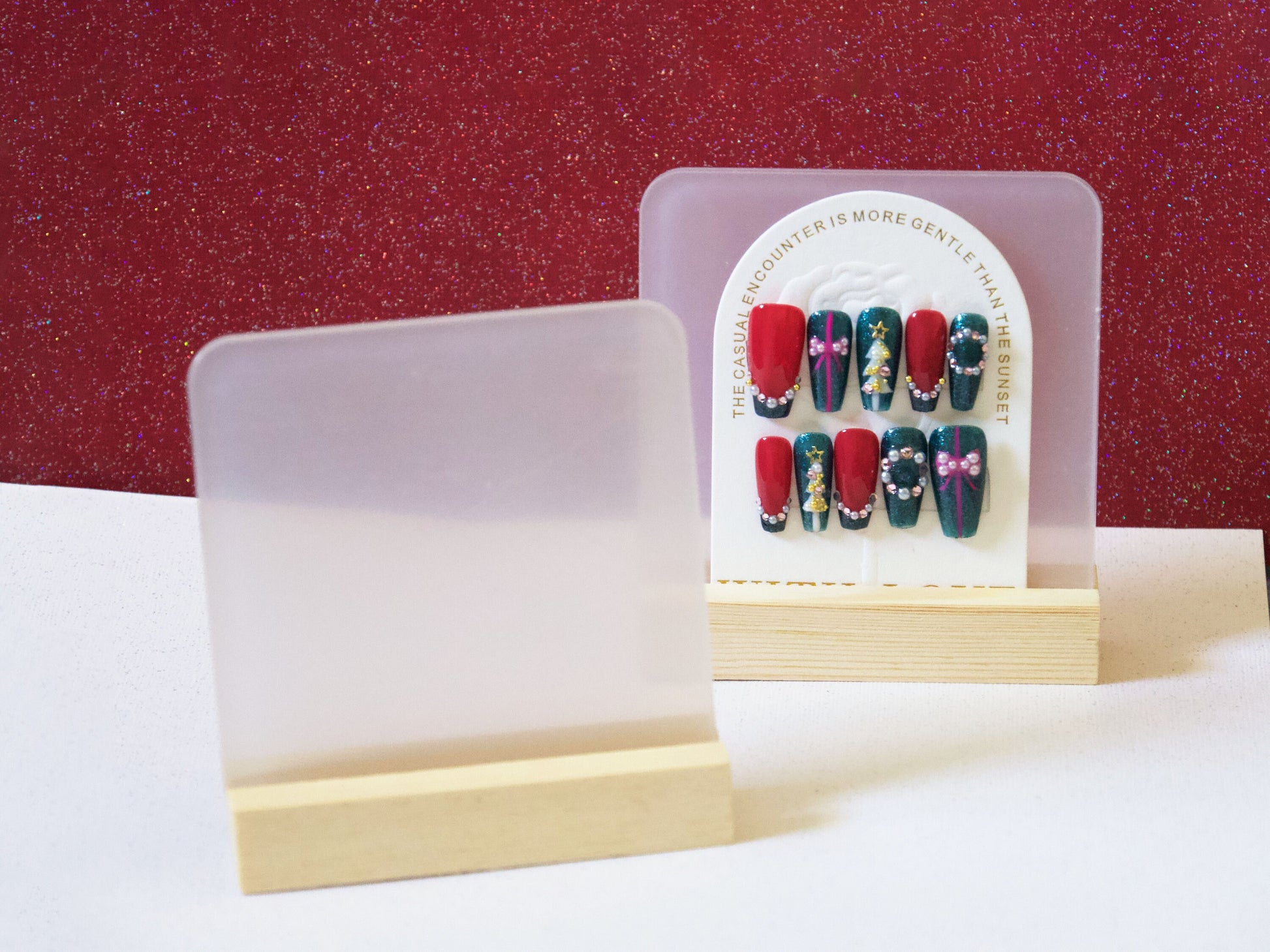 Wood Stand Nail Display Board/ Press on nails Holder Organizer/ Nail Salon Nail Technician Manicurist Clear board Shows to Customer