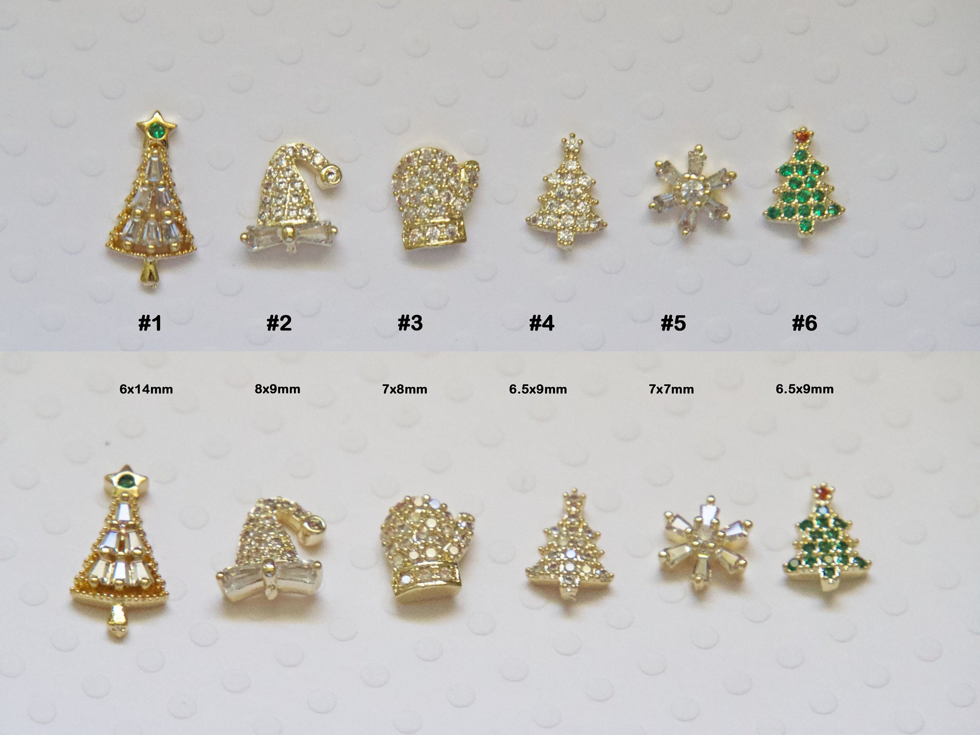 14k Gold Plated Christmas Tree Nail Decal/ Merry Christmas Festive Delight Zircon Nails Ornaments Jewelry/ Glove Snow Hat Trees Manicure
