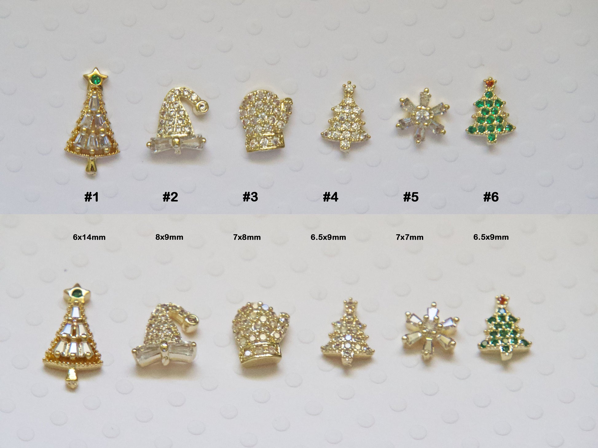14k Gold Plated Christmas Tree Nail Decal/ Merry Christmas Festive Delight Zircon Nails Ornaments Jewelry/ Glove Snow Hat Trees Manicure