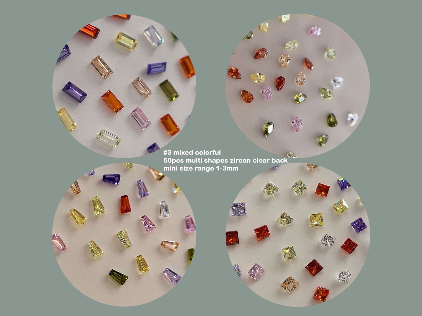 50pcs Mini Zircon Gemstones Nail Decal/ Blingbling Clear& Colorful Zircons Nails Jewelry Ornaments/ Versatile Elegant Manicure Studs
