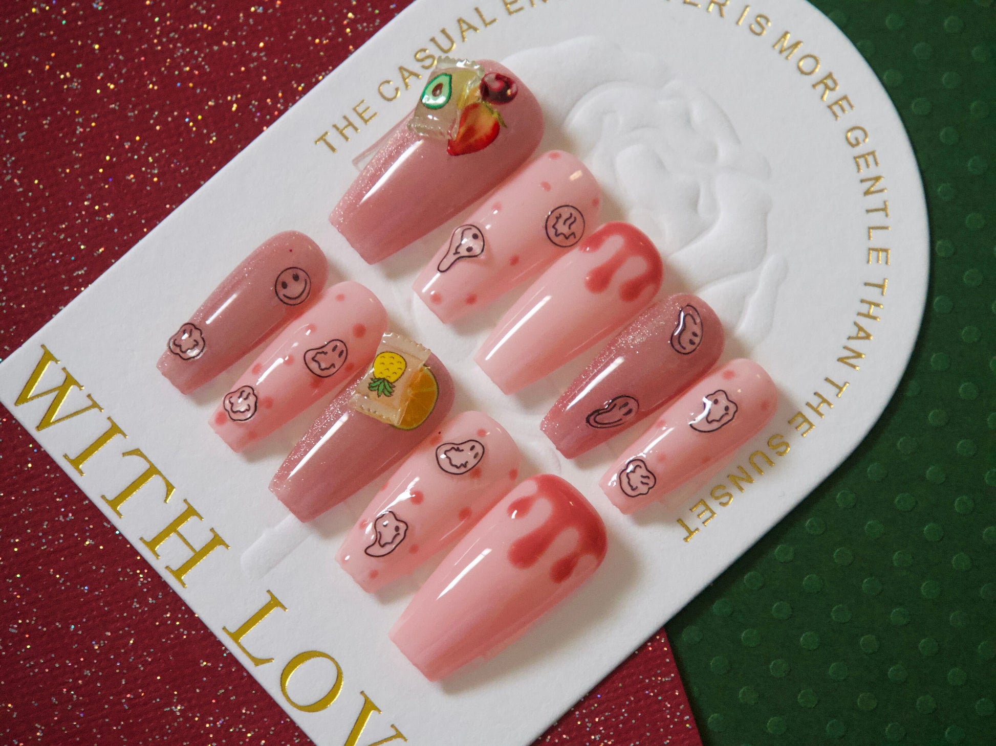 Sweetness Kawaii Juicy Fruit Candy Emoji Nails Customized Press on Nail
