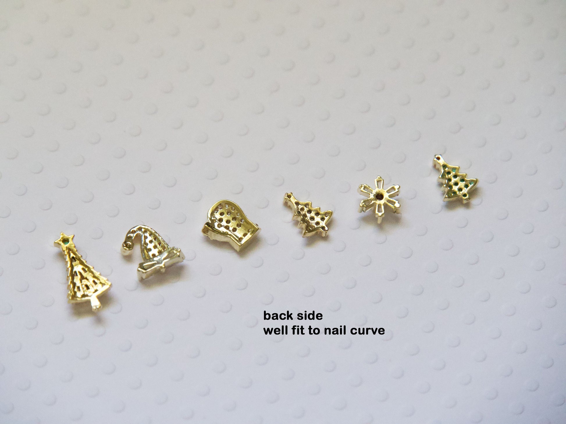 14k Gold Plated Christmas Tree Nail Decal/ Merry Christmas Festive Delight Zircon Nails Ornaments Jewelry/ Glove Snow Hat Trees Manicure