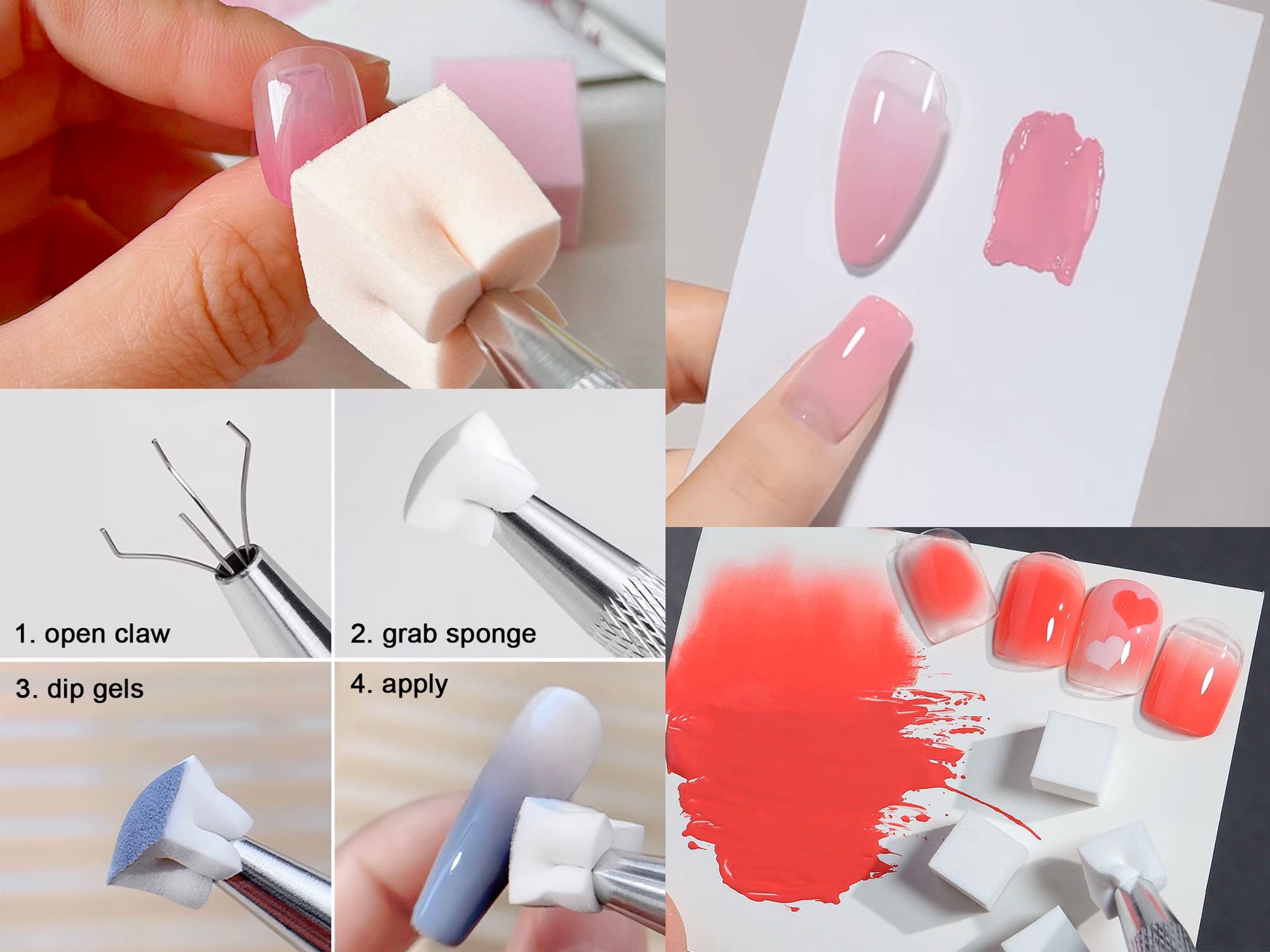 50pcs Tofu Puffs Sponges and Picker for Ombre Gradient Nail Art/ Color Ombré Shade Latex Free Sponge Blocks & Tongs Trendy Nails Tool
