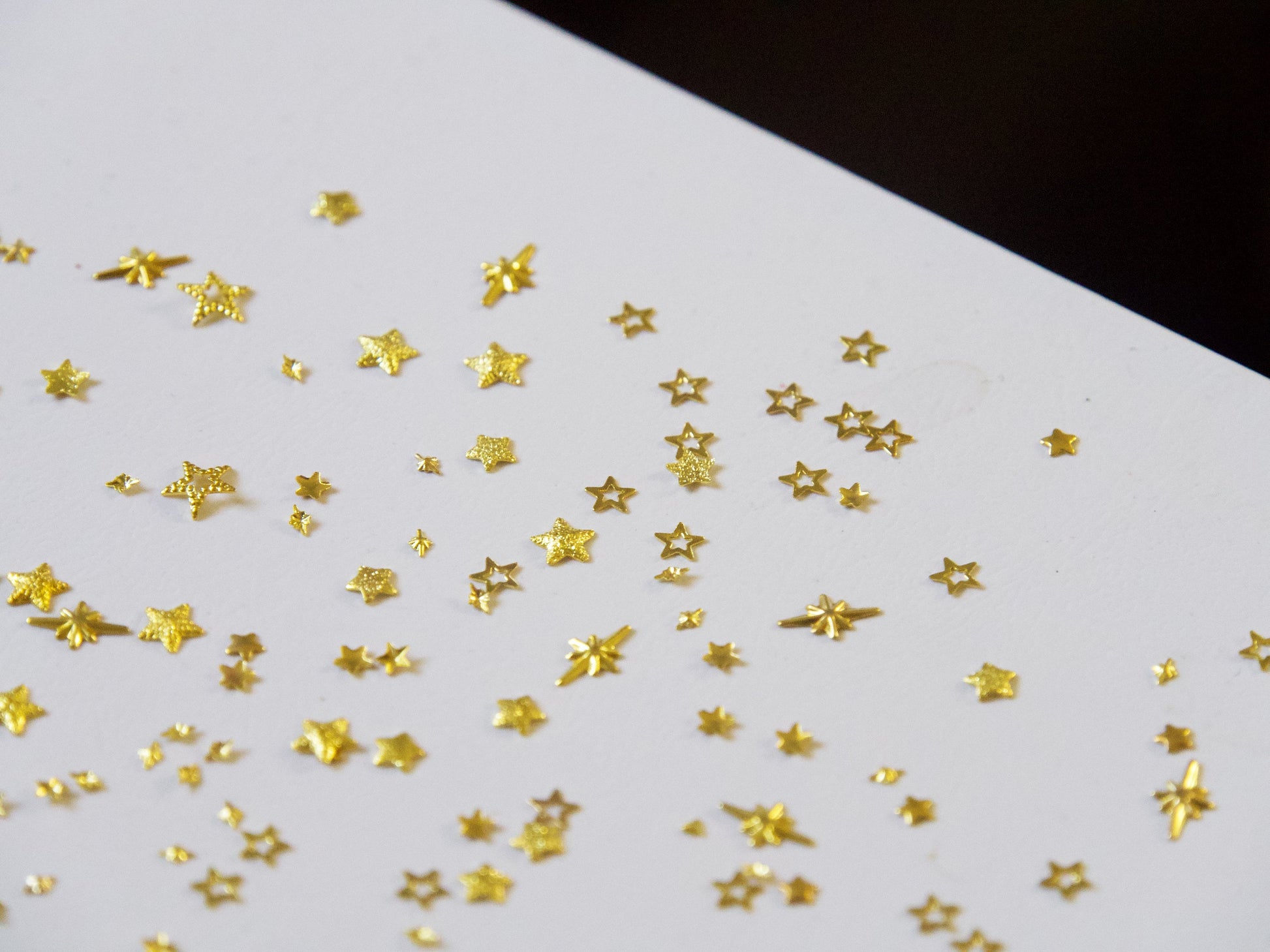 100pcs Gold Star Rivet Nail Decals/ Christmas Starry Theme Nail Supply Metallic Studs / Golden Quadrangular Stars Miniature