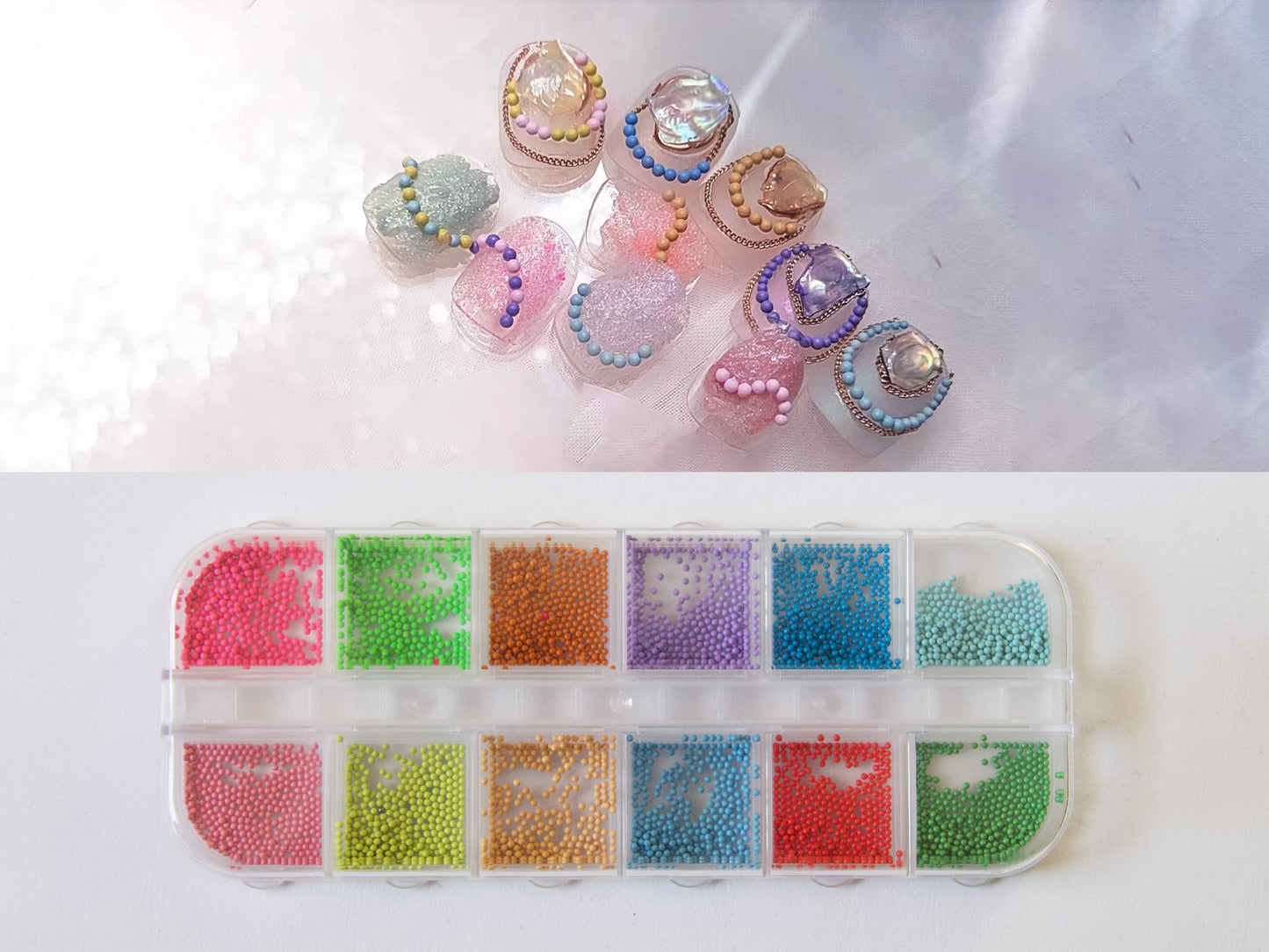Vivid Colorful Steel Caviar Beads for Nails Art/ 1mm 12 colors Beads Decals/ Micro Beads Miniature Resin Supply Manicure Pedicure